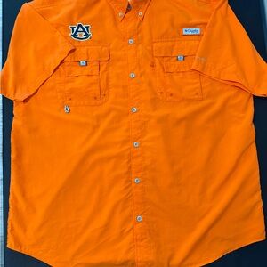 Columbia Men’s Short-Sleeve Button-Down Shirt - Orange with Auburn University